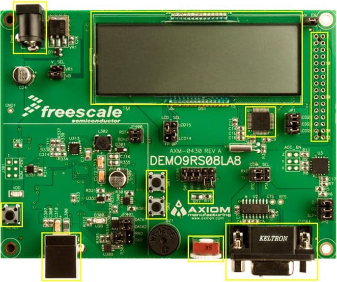 DEMO9RS08LA8, RS08LA Demonstration Board for the MC9RS08LA8 RS08 family of microcontroller