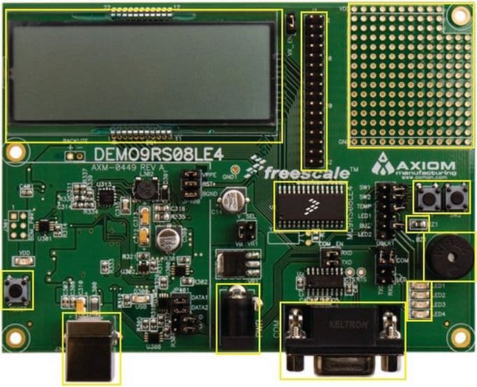 DEMO9RS08LE4, RS08LE Demonstration Board for the MC9RS08LE4 RS08 family of Microcontroller