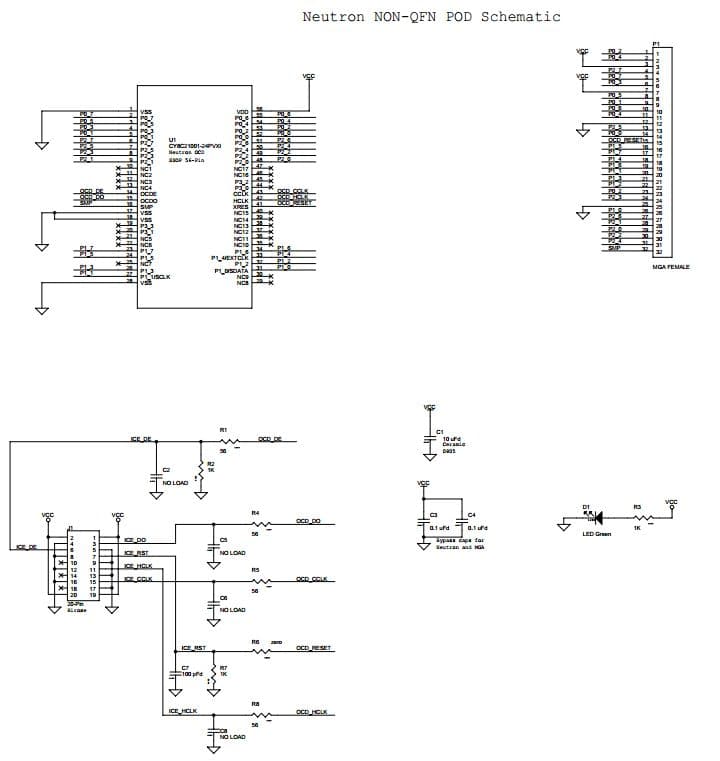 CY3250-21X34QFN, In-Circuit Emulation (ICE) Pod Kit for Debugging Non-QFN CY8C21x34 PSoC Devices