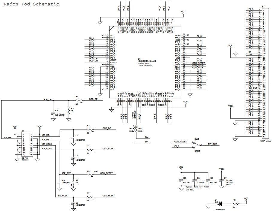 CY3250-24X94QFN, In-Circuit Emulation (ICE) Pod Kit for Debugging QFN CY8C24x94 PSoC Devices