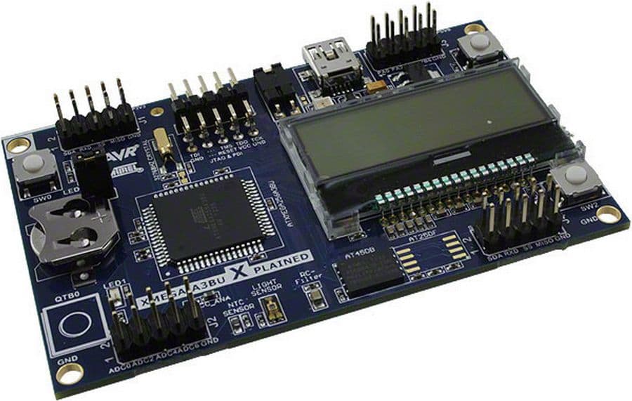 ATxmegaA3BU-XPLD, AVR XMEGA-A3BU Xplained Evaluation Kit based on the ATxmega256A3BU MCU