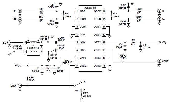 AD8346-EVAL, Evaluation Board for AD8346, 800 MHz to 2500 MHz Quadrature Modulator