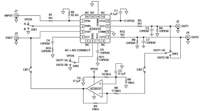 AD8316ACP-EVALZ, Evaluation Board for AD8316, 0.1GHz to 2.5GHz, 70dB Logarithmic Detector/Controller