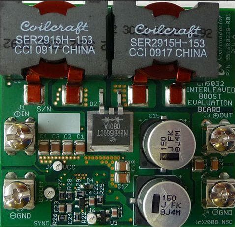 LM5032EVAL/NOPB, Evaluation Board using LM5032 Dual Current Mode PWM Control Using Boost Converter