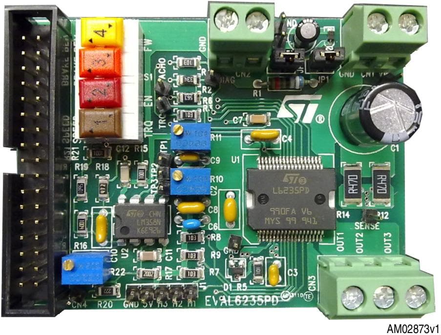 EVAL6235PD, Demonstration Board for L6235 3-Phase Brushless DC Motor Driver