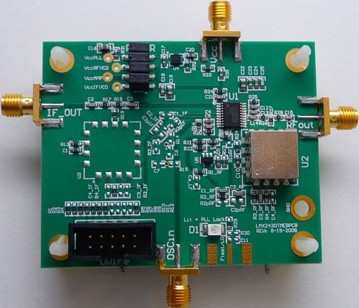 LMX2433EVAL/NOPB, Evaluation Board using LMX2433, 3.6 GHz/1.7 GHz Platinum Dual High Frequency Synthesizer for RF Personal Communications