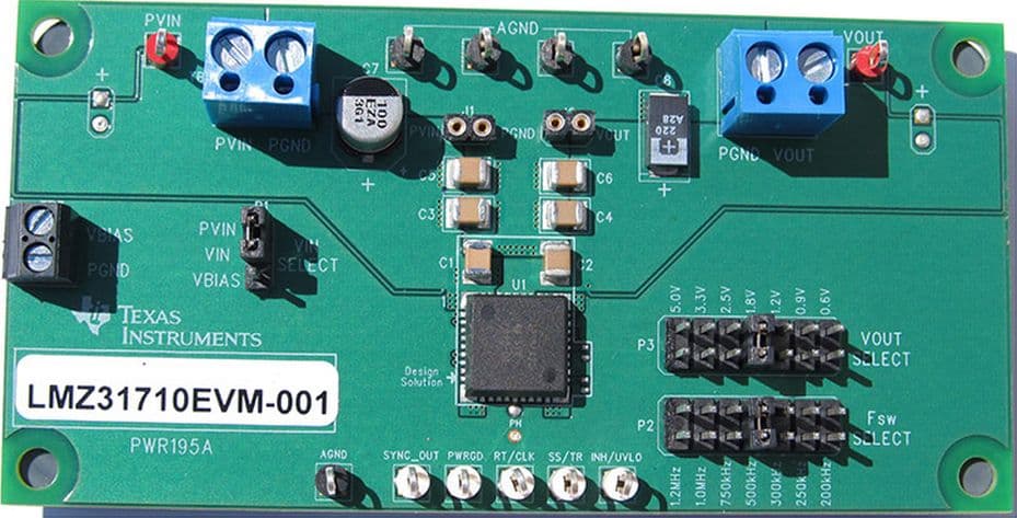 LMZ31710EVM-001, Evaluation Module using LMZ31710 Simple Switcher, 10A Synchronous Buck Converter