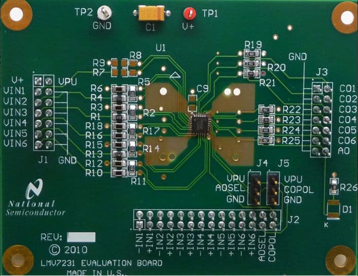 LMV7231EVAL/NOPB, Evaluation Board using LMV7231 Hex Window Comparator