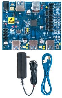 CY4603, Development Kit that is an easy-to-use to evaluate and develop solutions on the USB-IF certified CYUSB331x family of HX3 USB 3.0 hub controllers