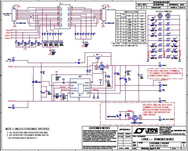 DC2093A-A, Demonstration Board for LT4275APD controller. This controller supports the IEEE 802.3at(Type 2, PoE+), IEEE 802.3af (Type 1, PoE) and LTPoE++ specifications