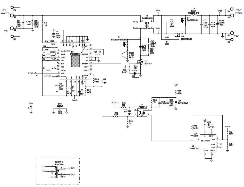 DC2050A, Demonstration Board using LT3753 Active Clamp forward Converter with Synchronous Rectification