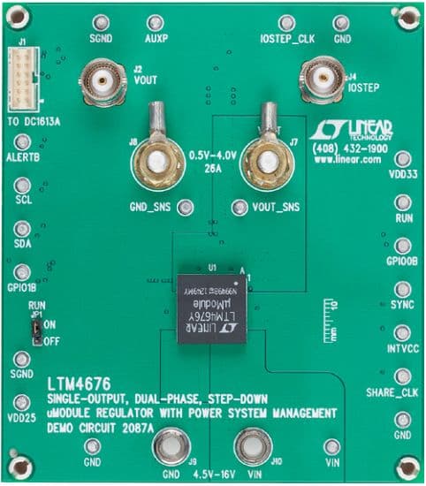 DC2087A, Demonstration Board using LTM4676EY, 26A Step-Down Regulator with PMBUs Power System Management