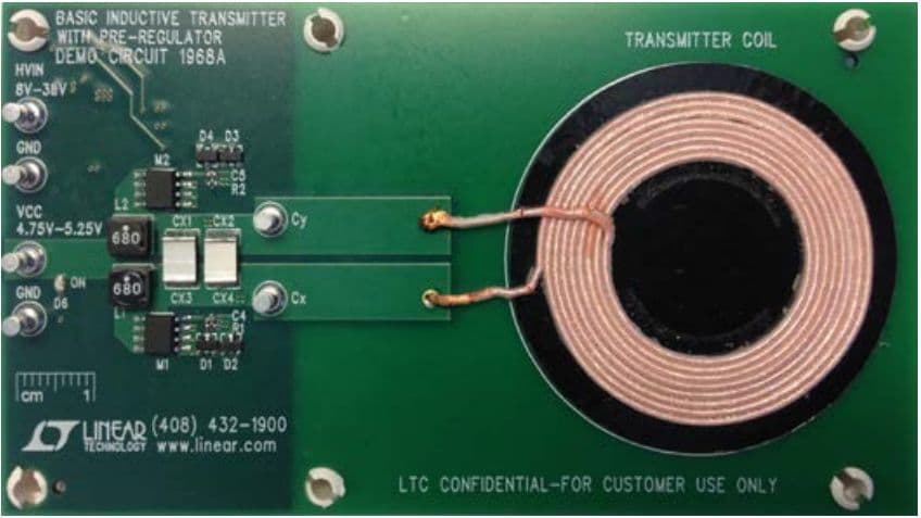 DC1969A-B, Demonstration Board using LTC4120 Wireless Power Receiver and 400-mA Buck Battery Charger