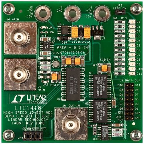 DC052A, Demonstration Board using LTC1410, 12-Bit, High Speed, 1.25 Msps Analog to Digital Converter