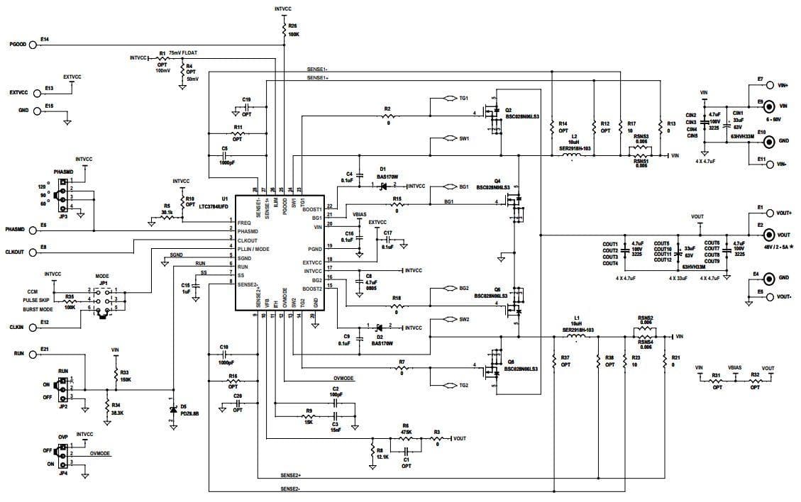 DC2061A, Demonstration Board using LTC3784 High Efficiency PolyPhase Synchronous Boost Converter