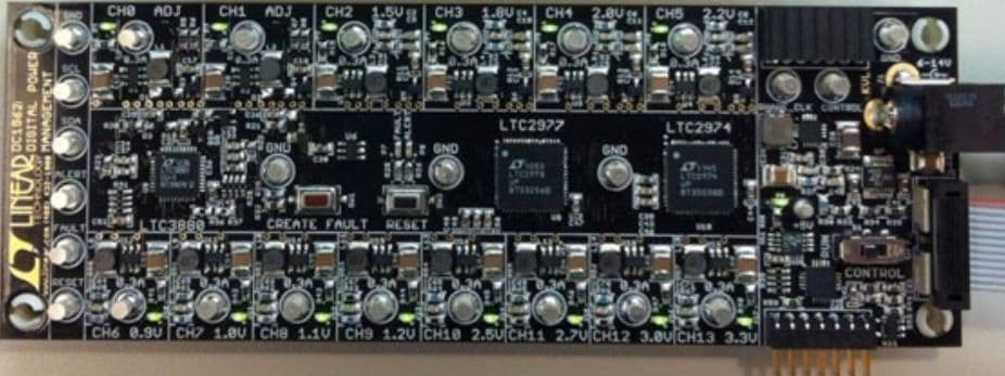 DC1962C-KIT, Demonstration Board using LTC3880 dual output PolyPhase step-down DC-DC controller with digital power system management