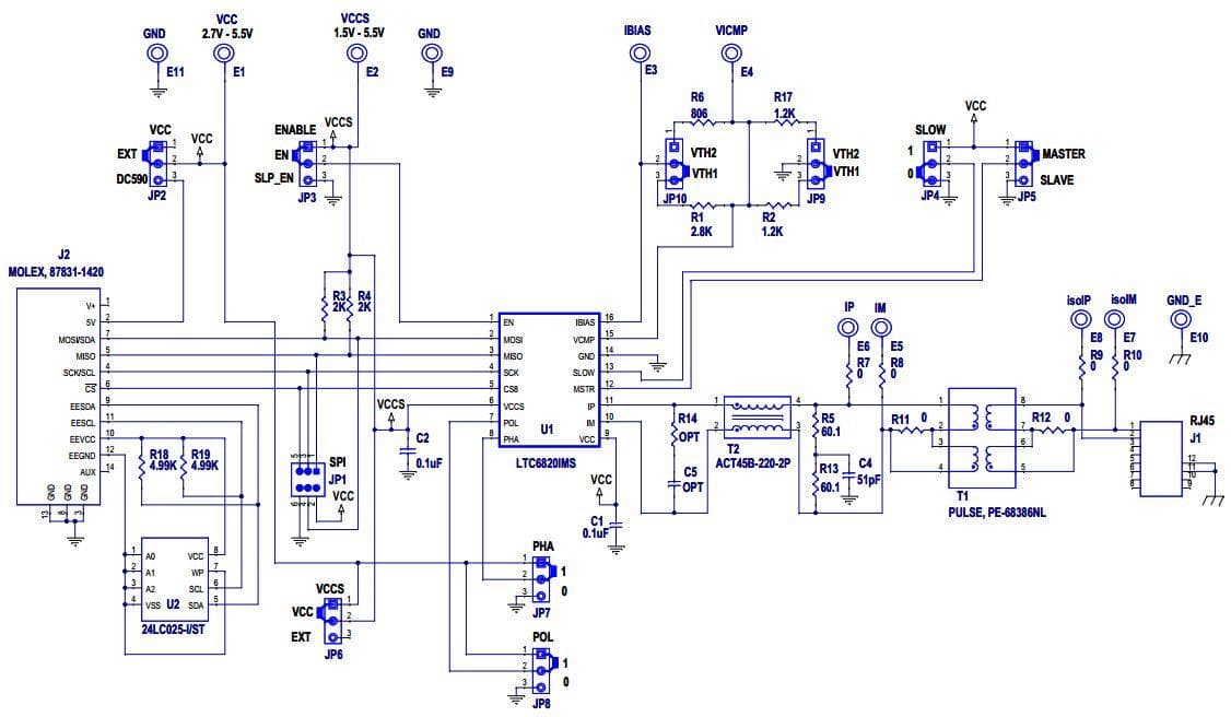 DC1941C, Demo Board Using LTC6820 isoSPI 2-Wire Serial Interface