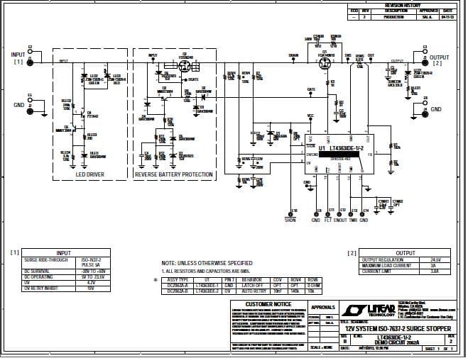 DC2062A-A, Demo Board Using for LT4363 -1 surge stopper in a 12V, 3A ISO-7637-2 application