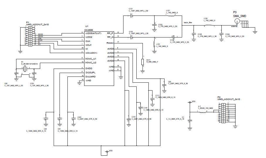 CC2500EM_REFDES, CC2500EM Reference Design for the CC2500 RF Transceiver