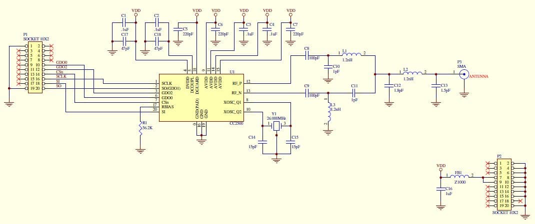 CC2500_REFDES_062, CC2500 Reference Design (62 mil layer spacing)