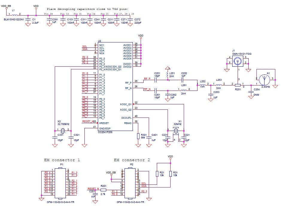 CC2541EM-RD, CC2541EM Reference Design for the CC2541 Bluetooth