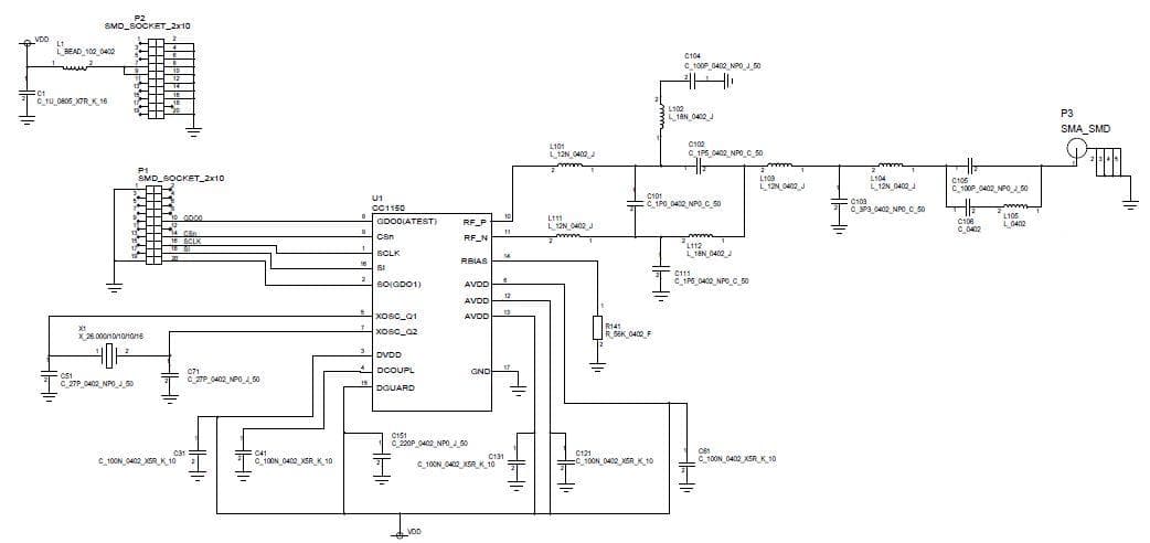 CC1150EM868_REFDES, CC1150EM 868-915 MHZ Reference Design for the CC1150 RF Transceiver