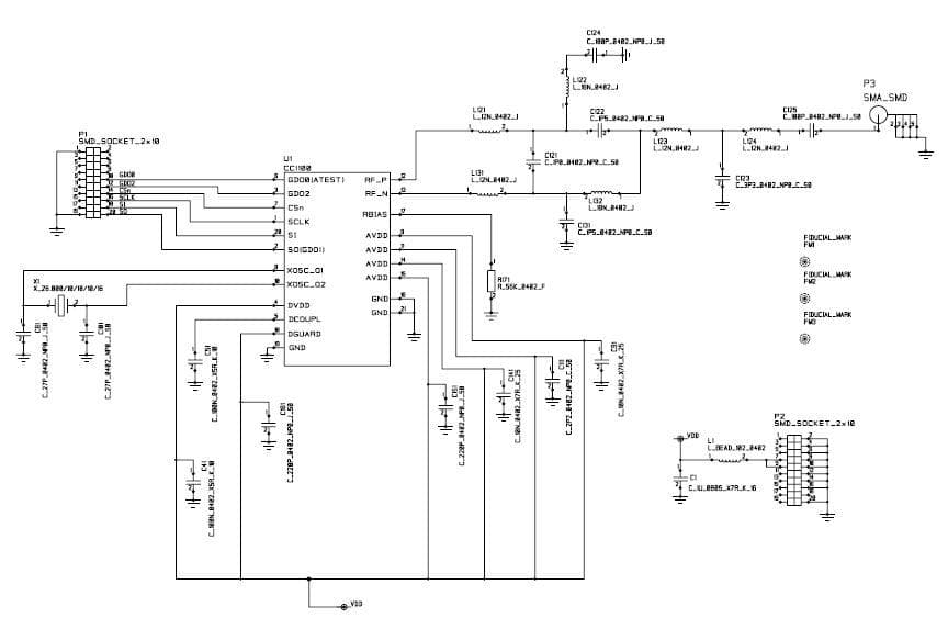 CC1100EM868_REFDES, CC1100EM 868-915 MHz Reference Design for the CC1100 RF Transceiver