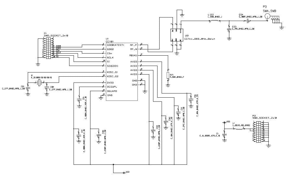 CC1101-JTIBALUN-RD, CC1101 JTI Balun 868/915 MHz Reference Design for the CC1101 RF Transceiver