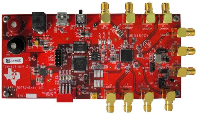 TSW4806EVM, Low Cost Programmable Clock Source Evaluation Module uses a LMK04808 device