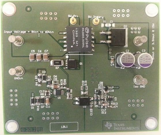 PMP9282, 9Vin to 60Vin, 3.3Vout at 4.5A, Isolated Flyback Converter