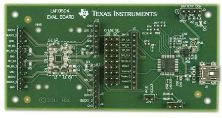 LM10504EVAL, Evaluation Board using LM10504 Triple Buck + LDO Power Management Unit