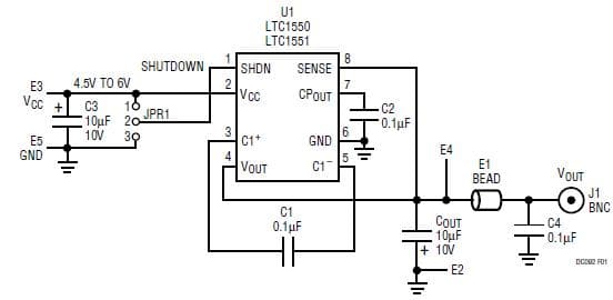 DC092A-B, Demo Board for LTC1551LCS8 -4.1V OUTPUT GaAs FET BIAS GENERATOR ACTIVE LOW shut-down