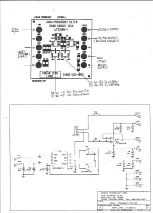 DC135A, Demo Board for featuring LTC1560-1CS8,5TH ORDER 500KHZ OR 1MHZ ELLIPTIC low pass FILTER