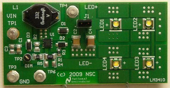 LM3410XBSTOVPEV/NOPB, Evaluation Board using LM3410X boost LED driver of 4-LEDs General LED Driver for Automotive