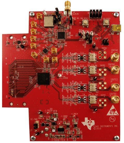 DAC34SH84EVM, Evaluation Board using DAC34SH84, 4-channel, 32-bit, 1.5 GSPS Digital-to-Analog Converter