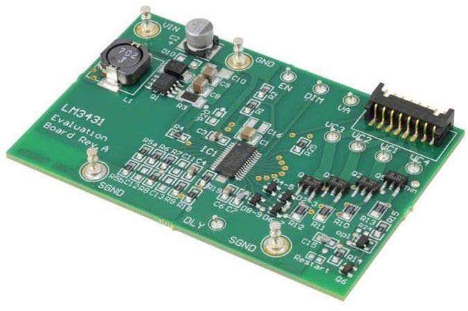 LM3431EVAL/NOPB, Evaluation Board using LM3431 boost voltage regulator and multi-channel LED current controller