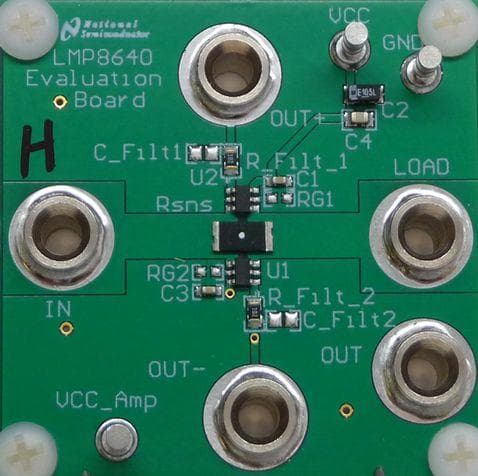 LMP8640HV-HEVAL/NOPB, Evaluation Board shows a bidirectional high side current sense made using LMP8640