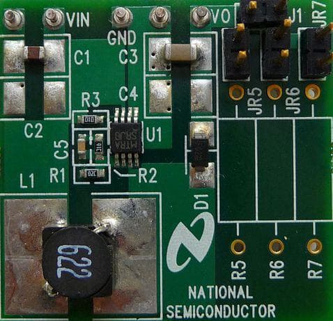 LM2735XMYEVAL, Demo Board for the LM2735X, 1.6 MHz DC-DC switching Boost Regulator converts 3V to 5.5V input to 12V output for up to 500mA load current