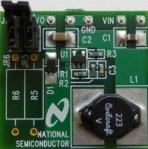 LM2735YMFEVAL, Demo Board using LM2735Y, 520-kHz Space-Efficient Boost and SEPIC DC-DC Regulator