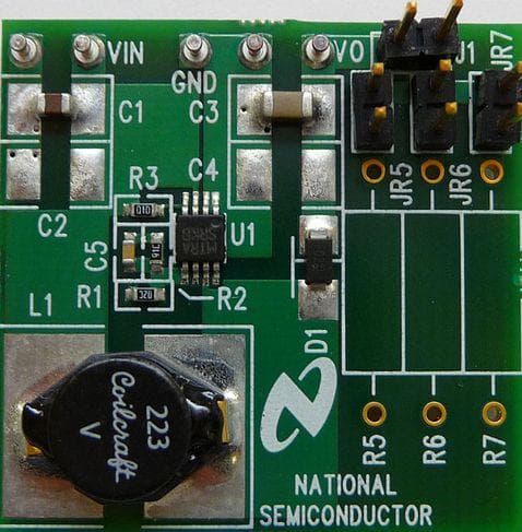 LM2735YMYEVAL, Demo Board using LM2735Y, 520-kHz Space-Efficient Boost and SEPIC DC-DC Regulator