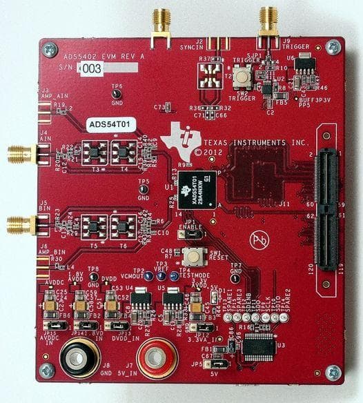 ADS54T02EVM, Evaluation Module using ADS54T02 Dual Channel, 12-Bit, 750 Msps Analog-to-Digital Converter