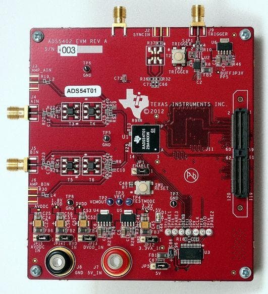 ADS5402EVM, Evaluation Module using ADS5402 Dual Channel, 12-Bit, 800 Msps Analog-to-Digital Converter