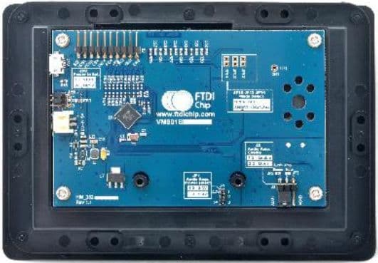 VM801B50A-BK, Embedded Video Engine Plus Development Module supports 3.3/5V MCU Adapter Board, 5 - 480x272 resolution TFT LCD display panel preinstalled, black bezel