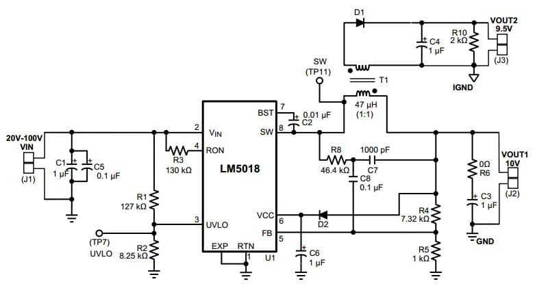 LM5018ISOEVAL, Evaluation Board using LM5018 Isolated Bias Supply