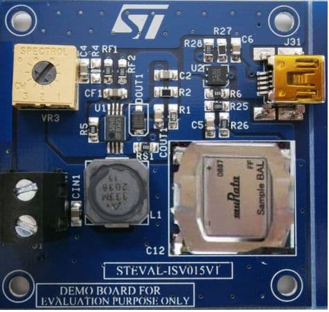 STEVAL-ISV015V1, Demonstration Board based on the SPV1040 and LD39050, Up to 2.5-W solar USB supply