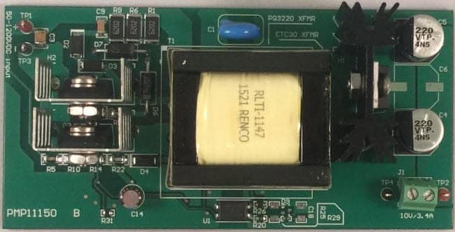 PMP11150, 50VDC to 1200VDC Input, 10V/34W Flyback Reference Design with Cascade-MOSFET Configuration