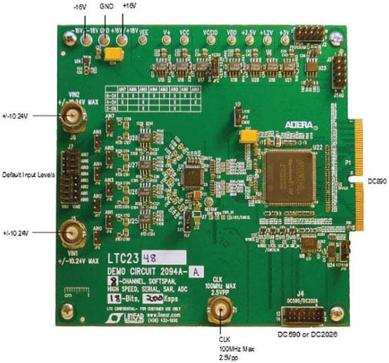 DC2094A-E, Demo Board Using for LTC2347-16 Quad, Simultaneous, 16 Bit, 400 ksps SAR ADC