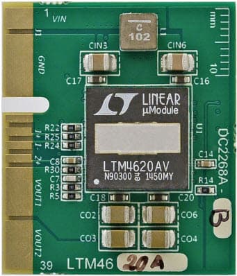 DC2268A-C, Demo Board Using for LTM4628EV Dual Buck module Regulator, 5.5V = VIN = 16V, Vout1 = 3.3V @ 13A, Vout2 = 1.5V @ 13A