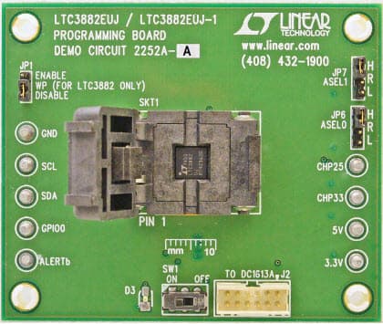 DC2252A-A, Demo Board for LTC3882EUJ Programming Board for Dual Output DC/DC Voltage Mode Controller with Digital Power System Management