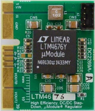 DC2269A-A, Demo Board for LTM4676 Dual 13A Buck module with PMBUs at 4.5V = VIN = 26.5V, Vout0 = 1V @ 13A, Vout1 = 1.8V @ 13A